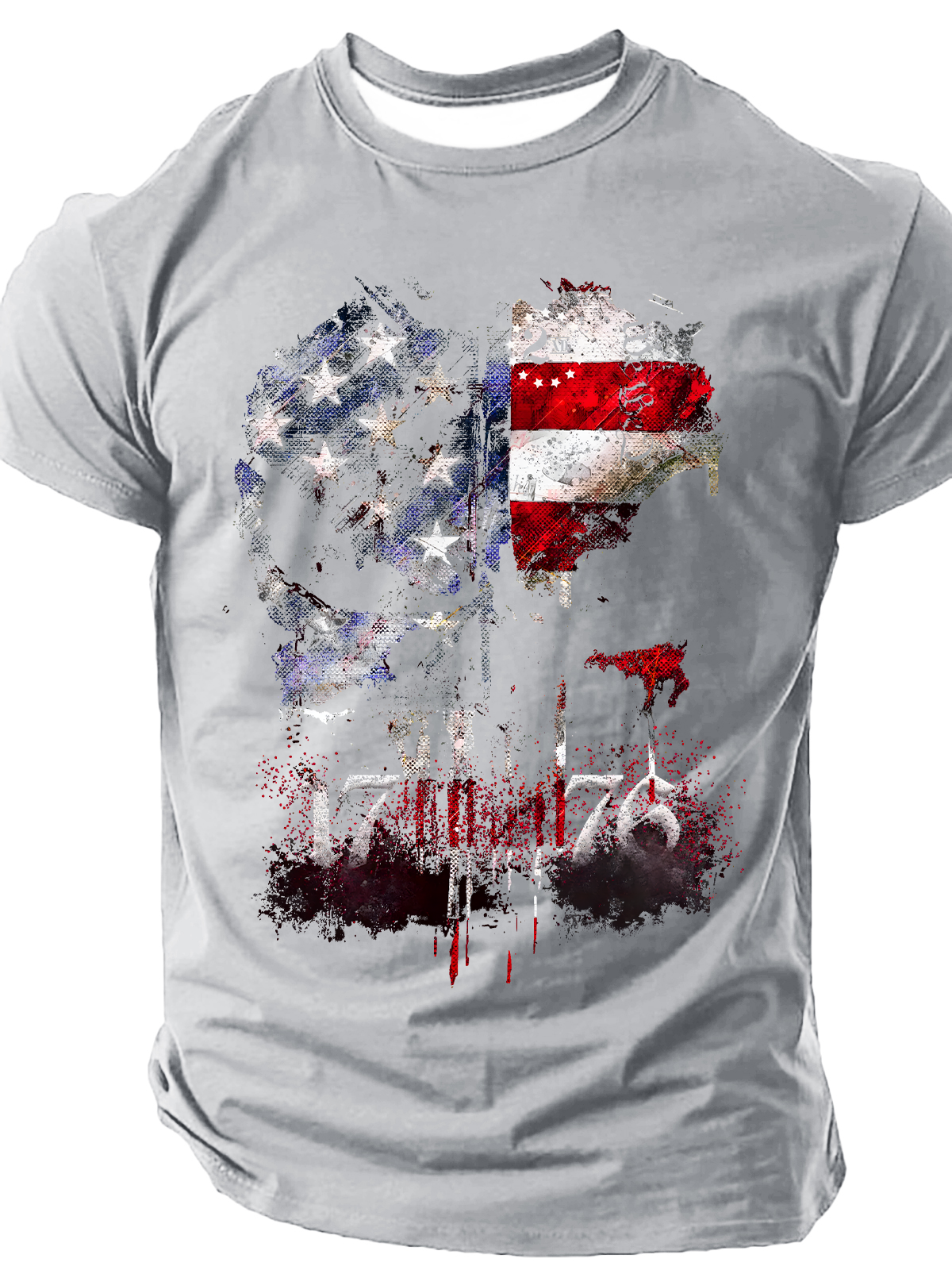 Skull, 1776 American Flag We The People Patriotism Cotton T-Shirt