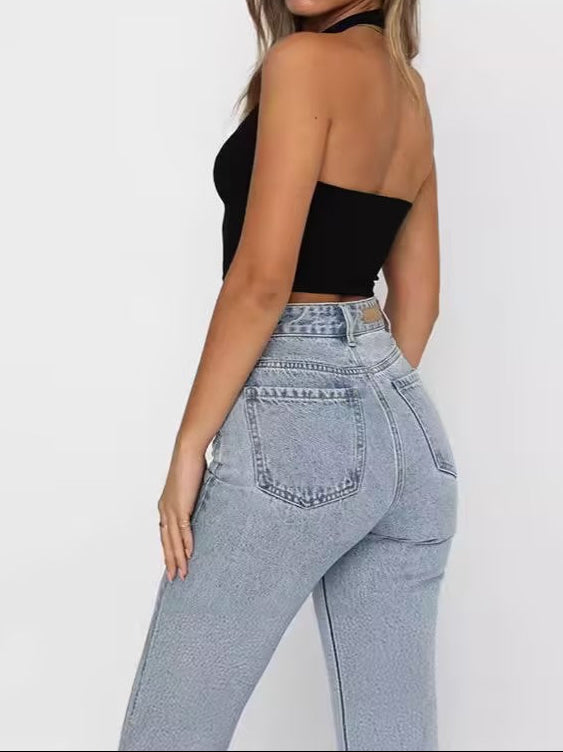 Sexy Backless Halter Crop Top | Deep V-Neck Slim Fit Tank