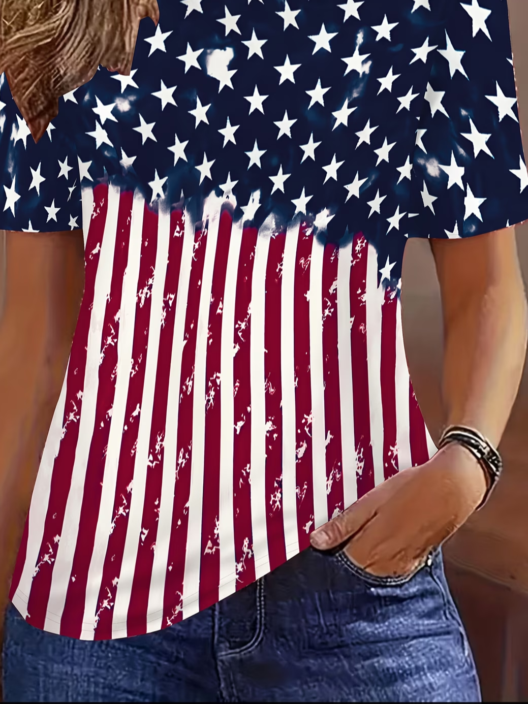 Women's Short Sleeve T-shirt Summer As Picture America Flag Printing Jersey Crew Neck Daily Going Out Casual Top