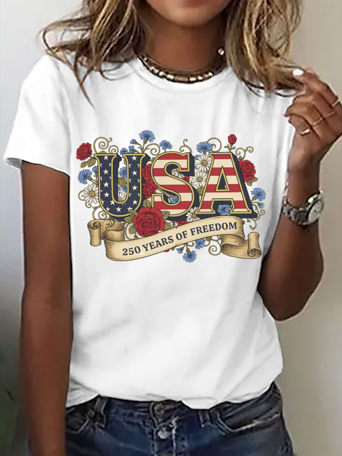 Casual Regular Fit Cotton Text Letters T-Shirt
