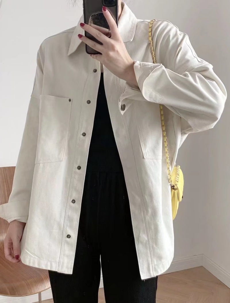 Light Wash Denim Button-Up Jacket