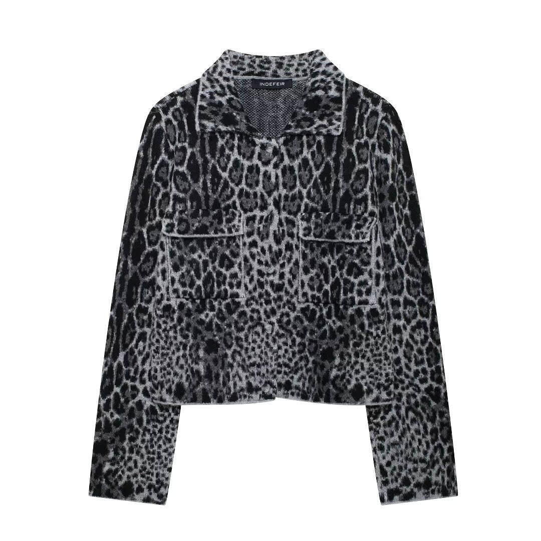 Leopard Print Button-Down Jacket
