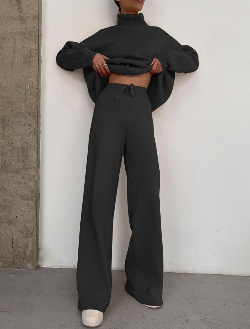 Oversized Knit Top and Wide-Leg Pants Set