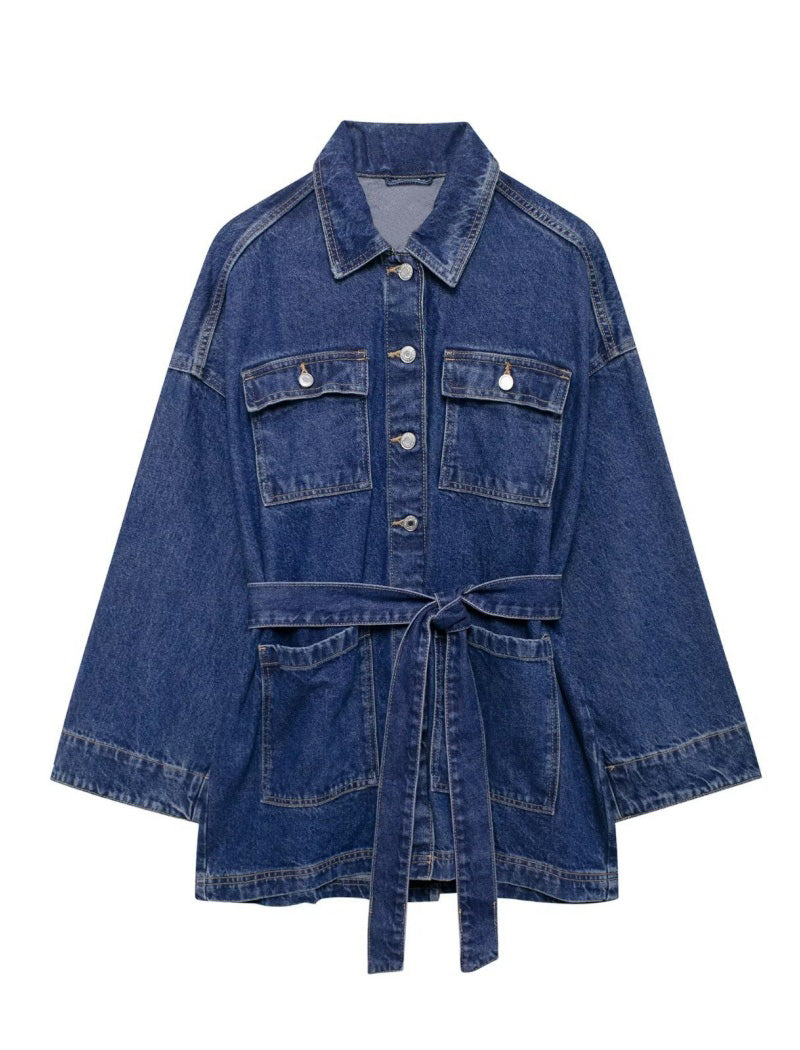 Belted Oversized Denim Jacket