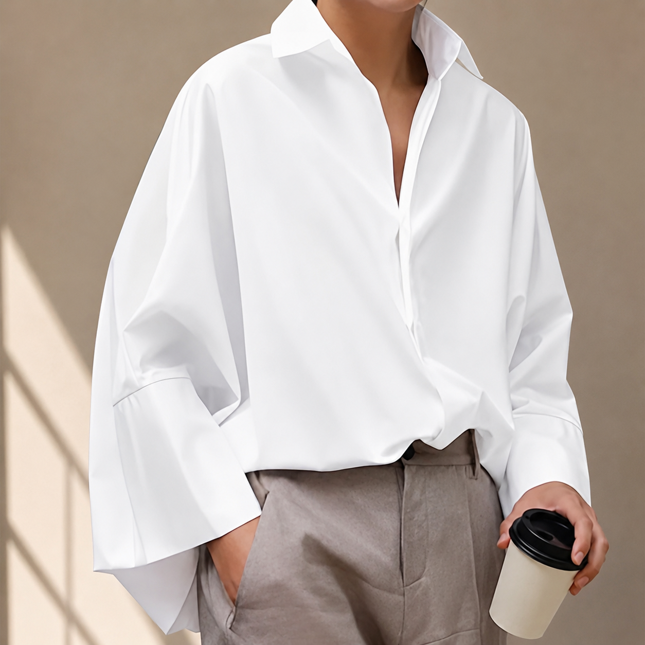 Casual White Short Sleeve Shirt | Lightweight Korean-Style Top