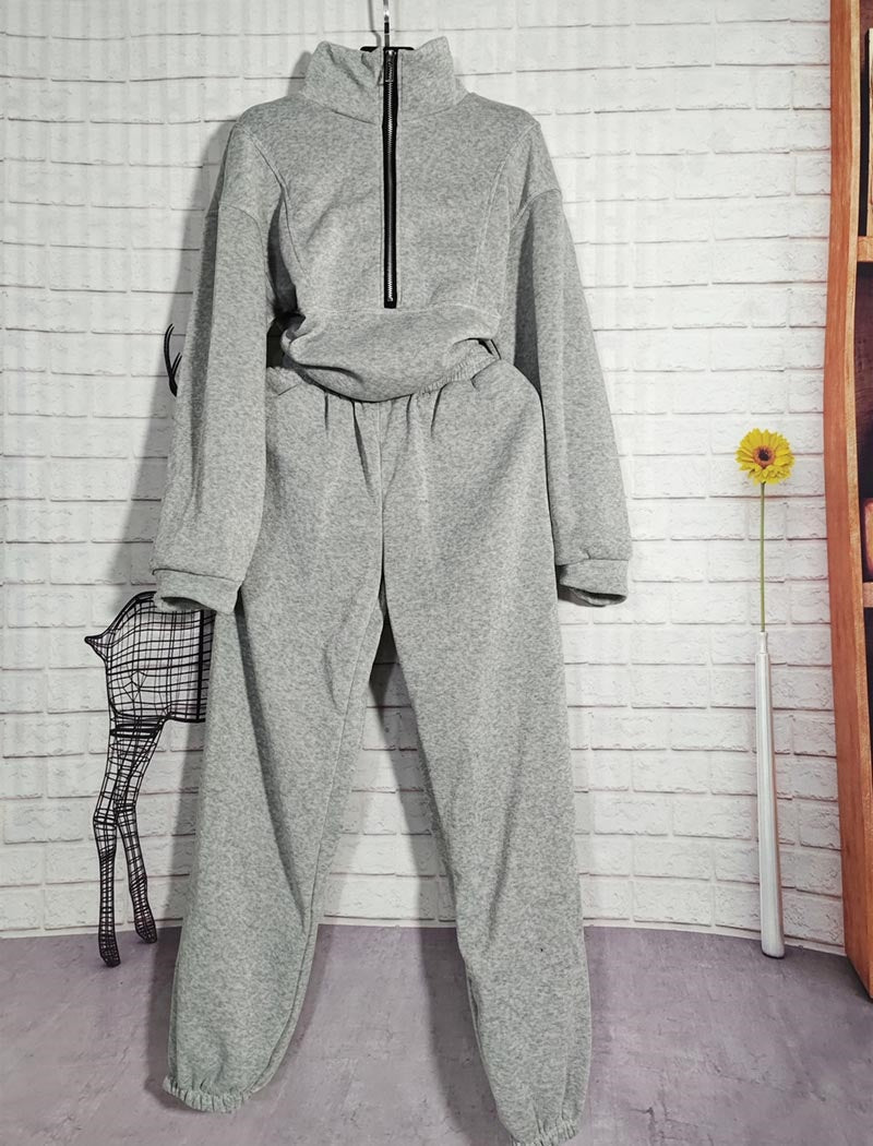 Cropped Zip-Up Jacket and Joggers Set
