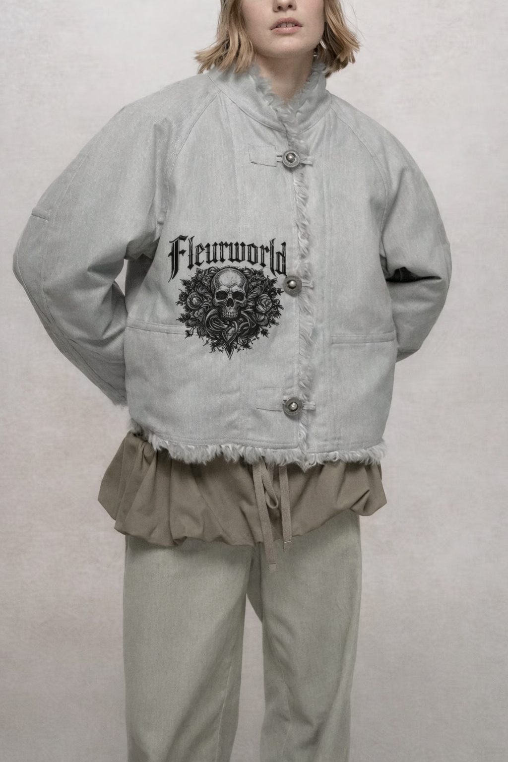 Curly Faux-Fur Cropped Sculptural Jacket