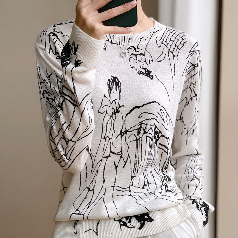 Ink Print Lightweight Knit Cardigan