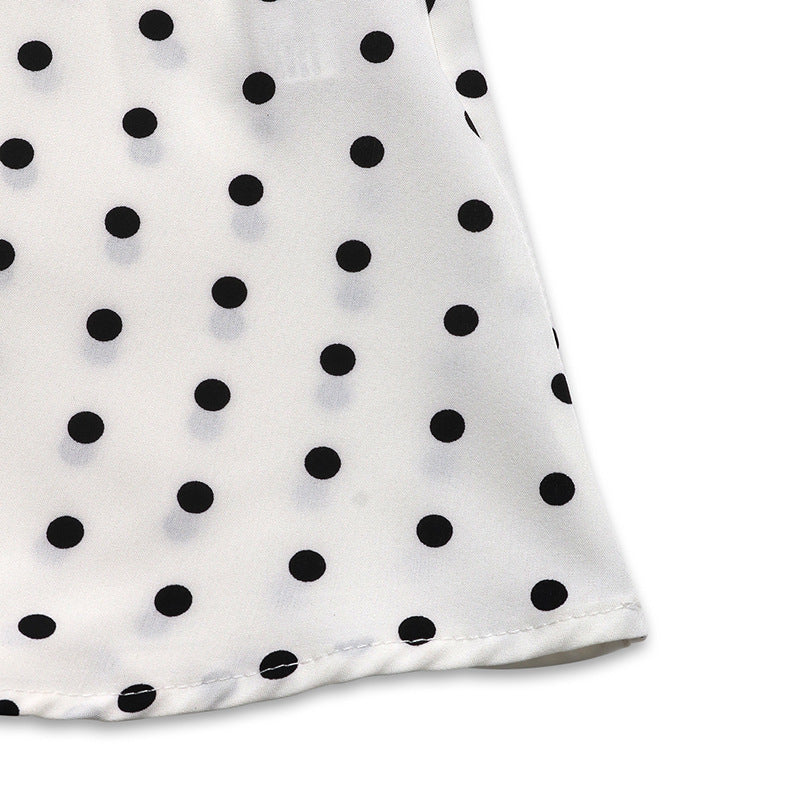 Polka Dot Sleeveless Bow Tie Waist Midi Dress