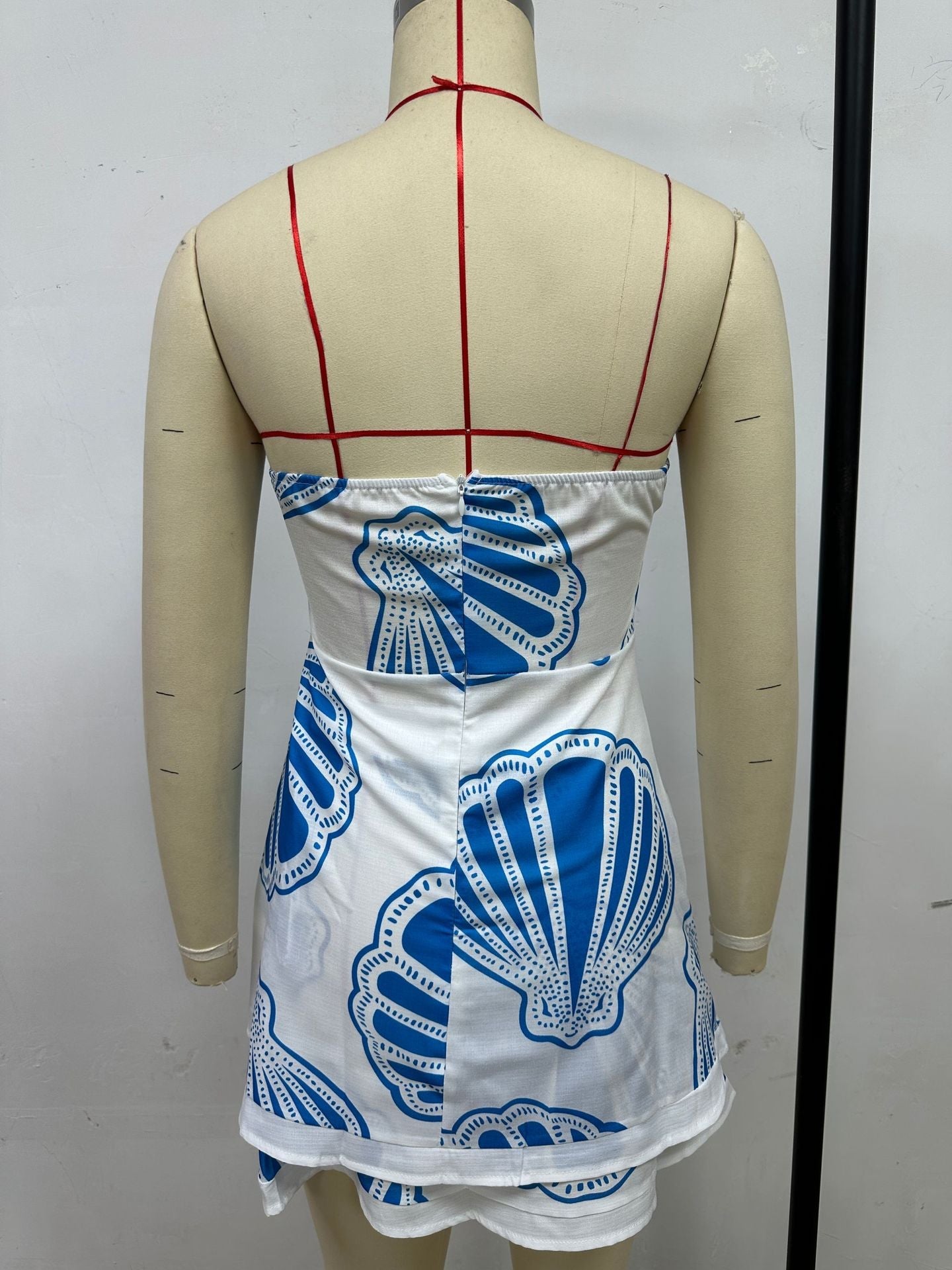 Printed Strapless Top & Shorts Set