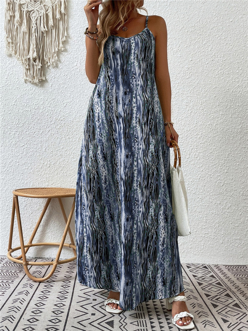 Trendy Printed Spaghetti Strap Dress