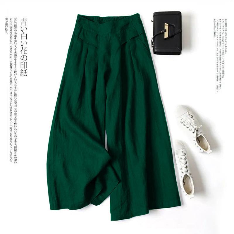 Cotton Wide-Leg Cropped Skort Pants