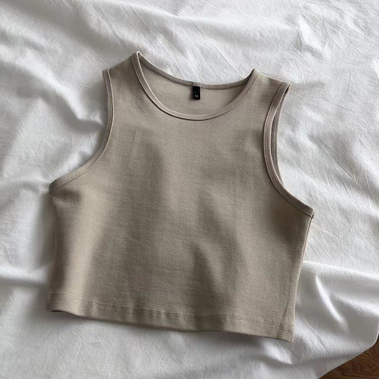 Cropped Stretch Sleeveless Fitted Top