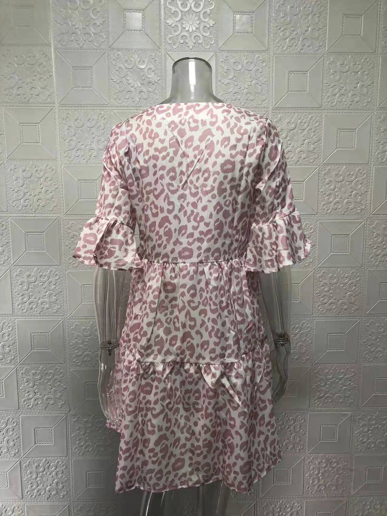 V Neck Floral Print Flared Midi Dress