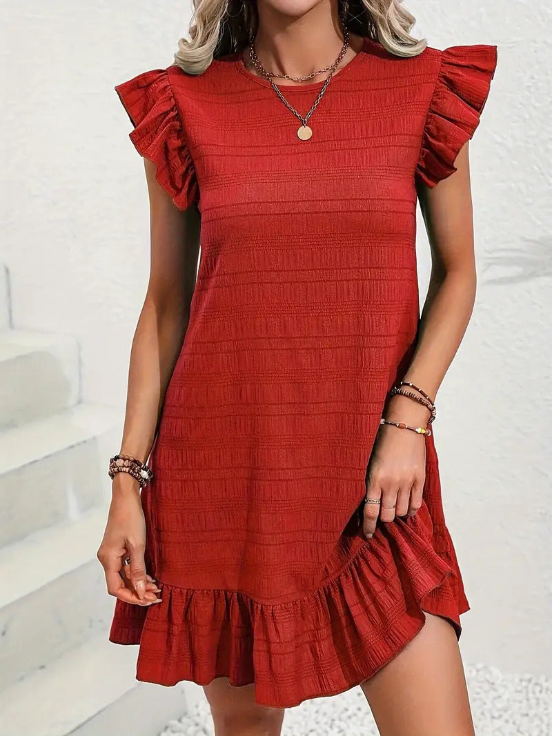 Ruffle Sleeve and Hem Dress