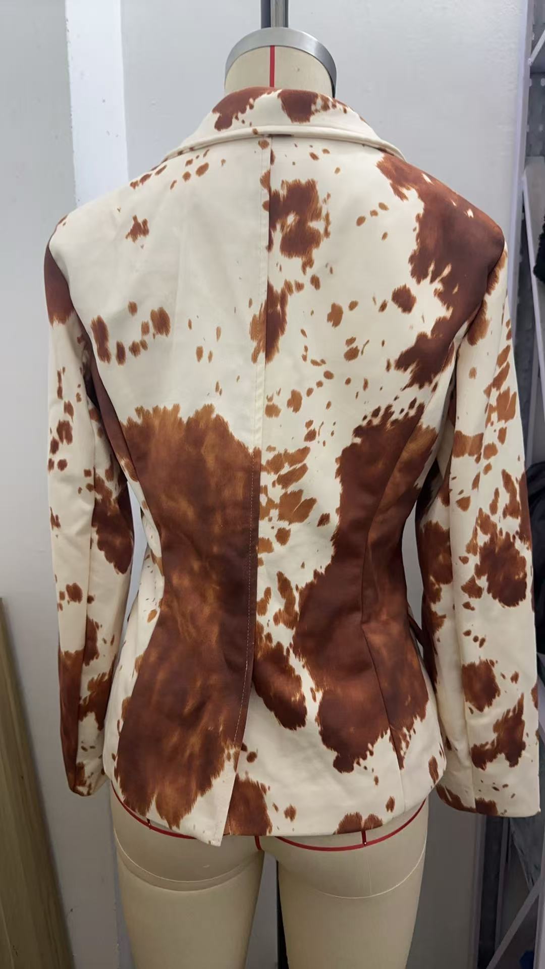 Printed Suede Single-Breasted Jacket