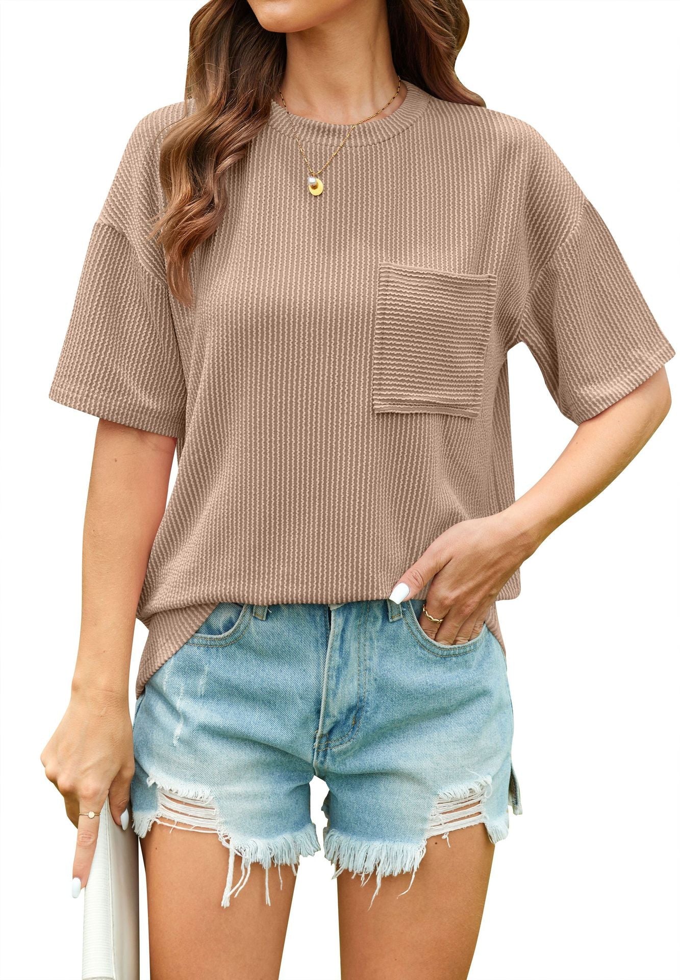 Striped Pocket Short Sleeve T-Shirt