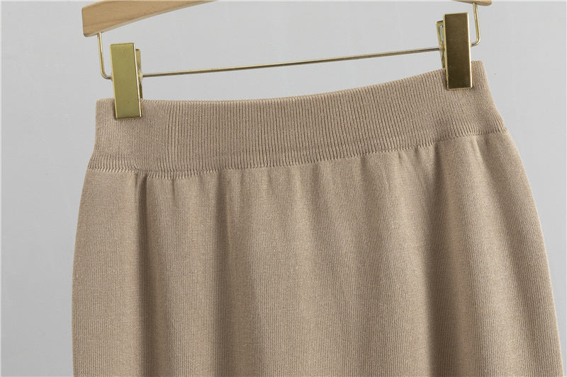 Ruffle Knit Top and High-Waist Skirt Set