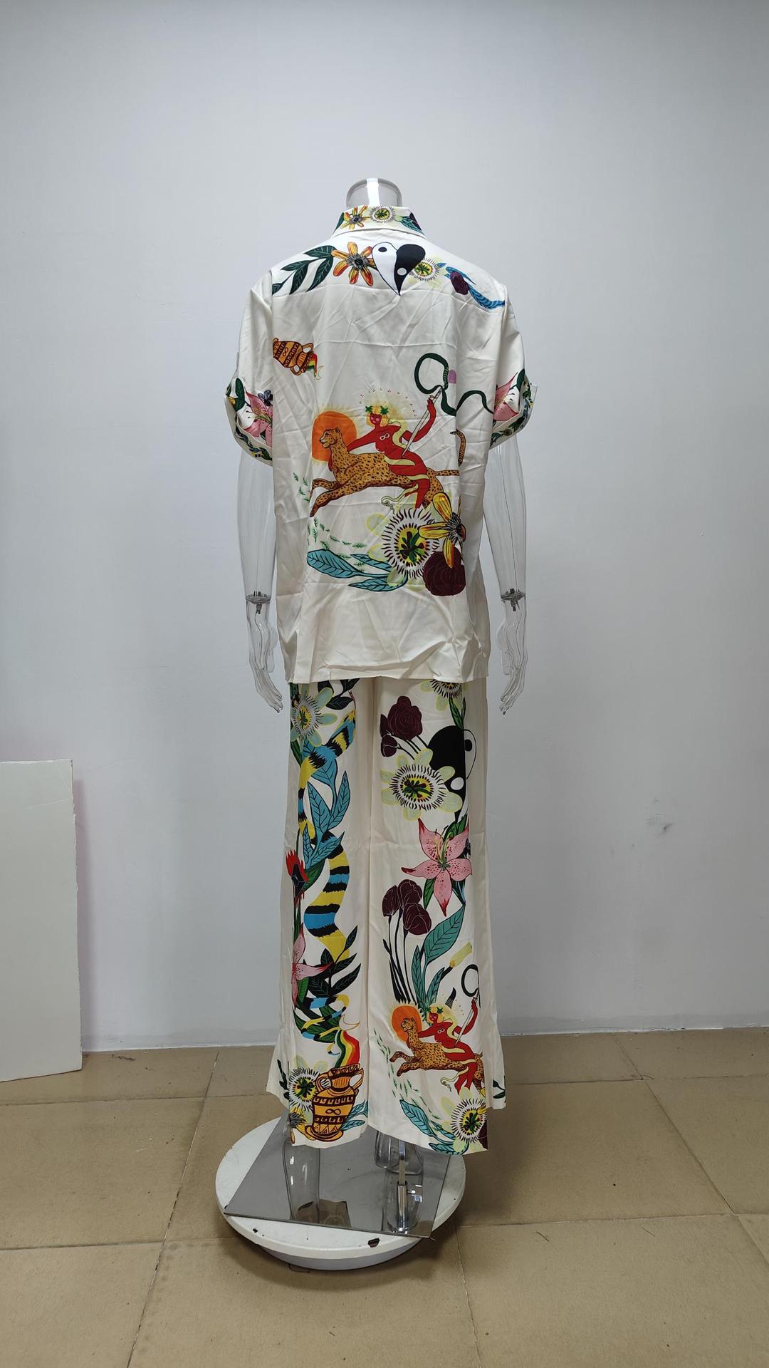 Printed Shirt and Pants Relaxed Set