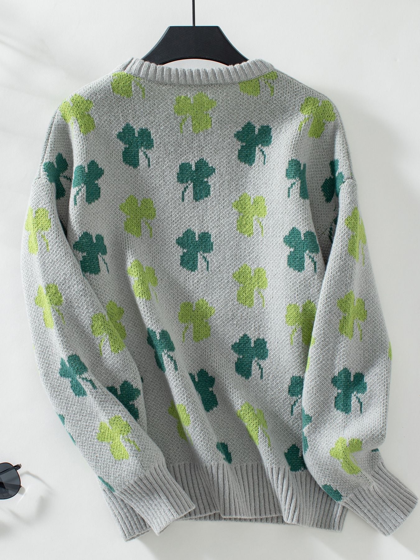 Clover Jacquard Loose Knit Sweater