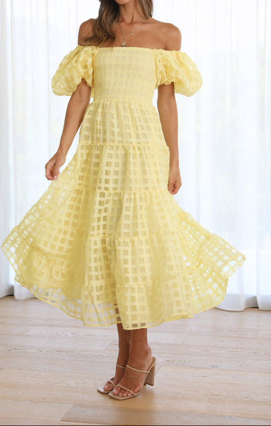 Women Off Shoulder Lantern Sleeve Dress