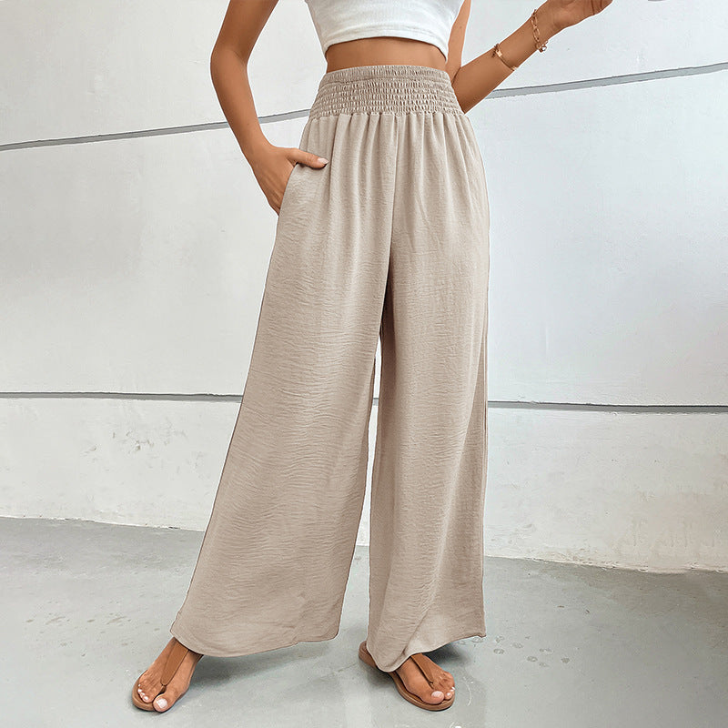 High-Waist Elastic Wide-Leg Pants