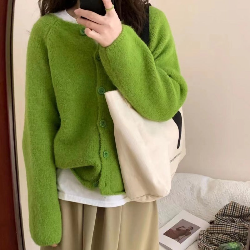 Relaxed Drop-Shoulder Knit Cardigan Sweater