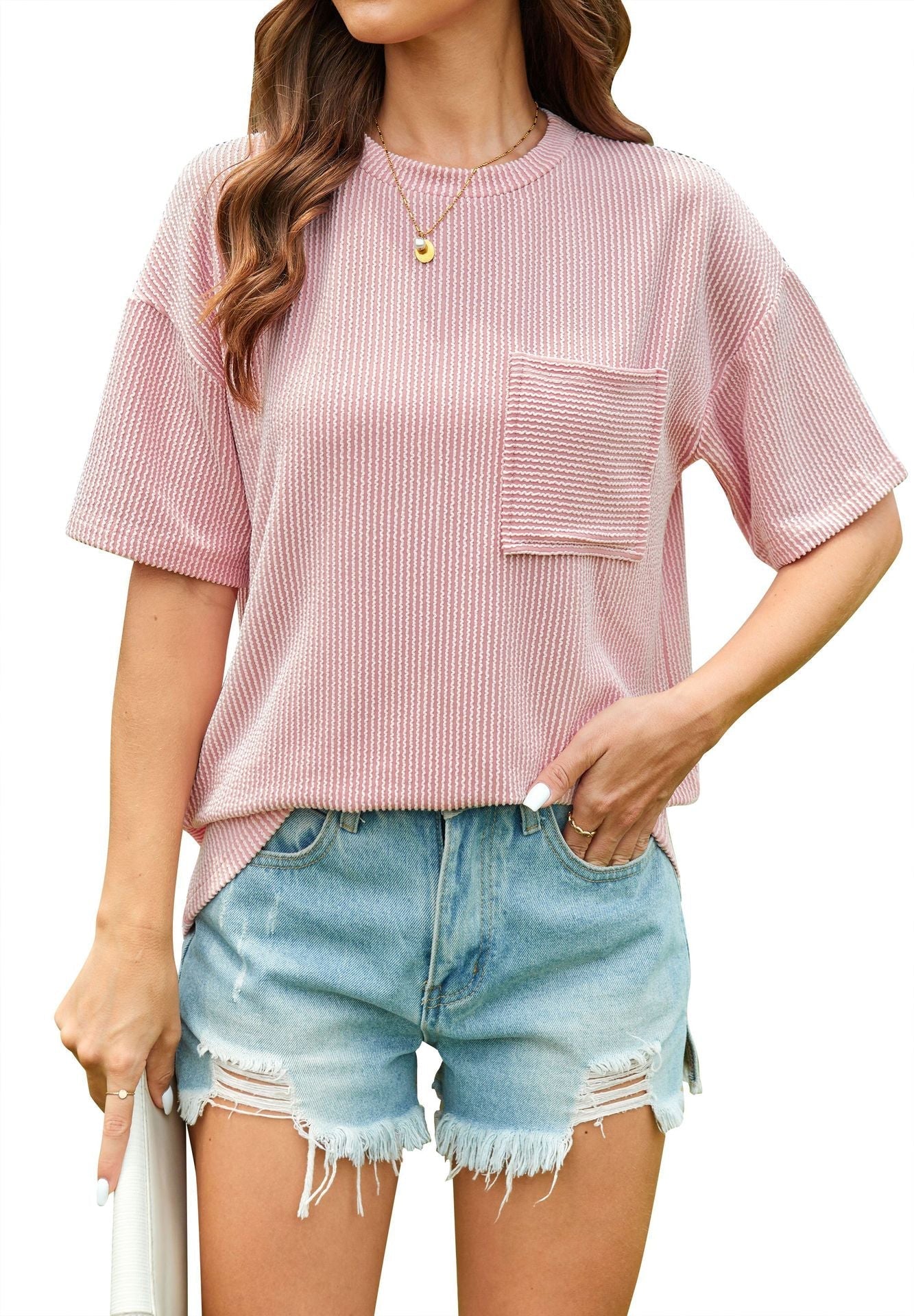Striped Pocket Short Sleeve T-Shirt