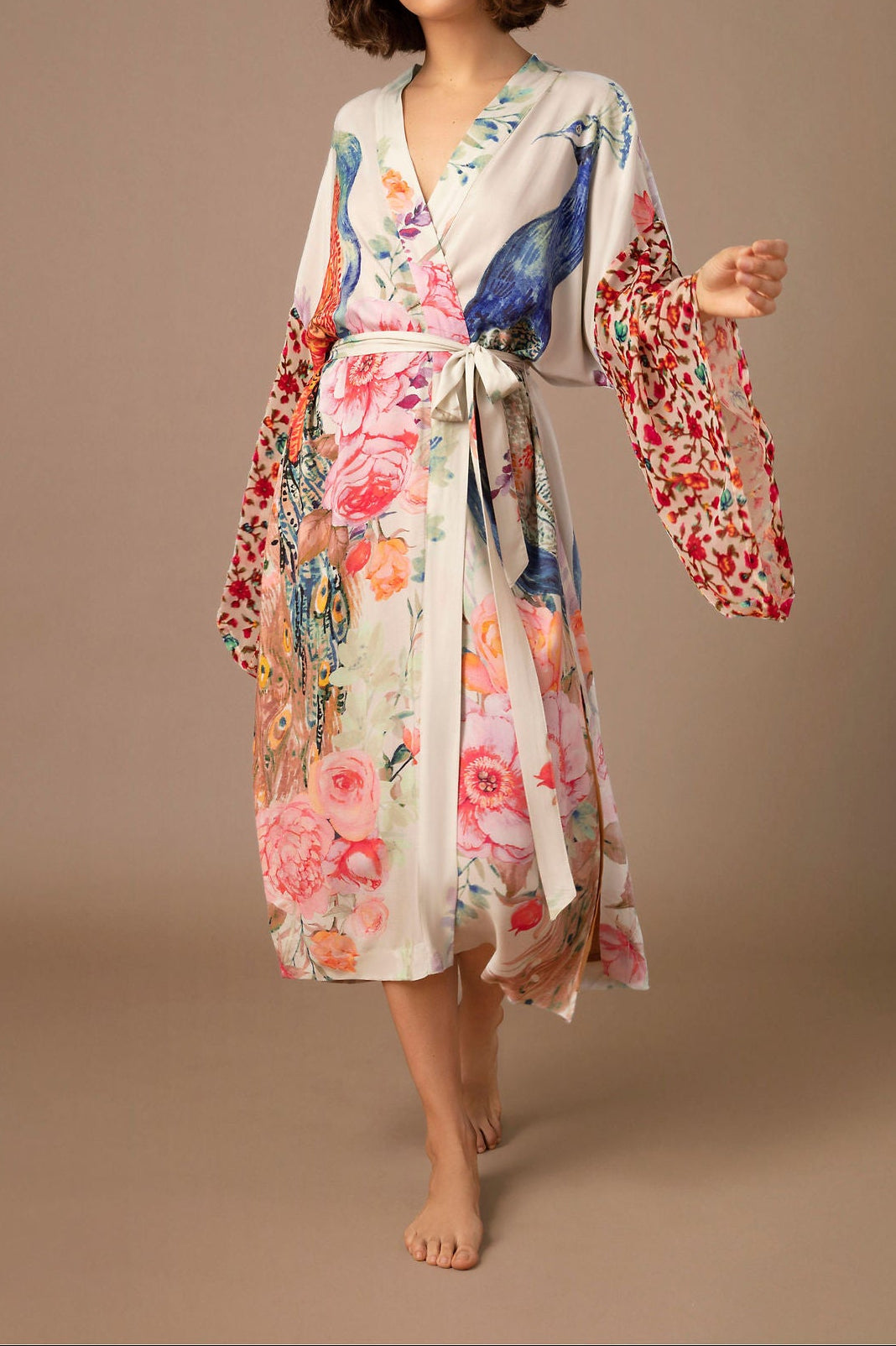 Peacock Print Lightweight Beach Cover-Up