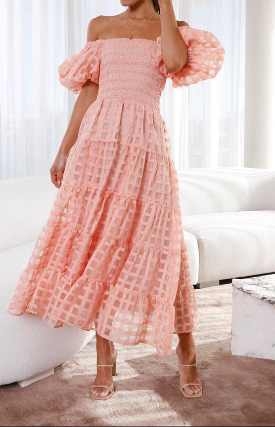 Women Off Shoulder Lantern Sleeve Dress