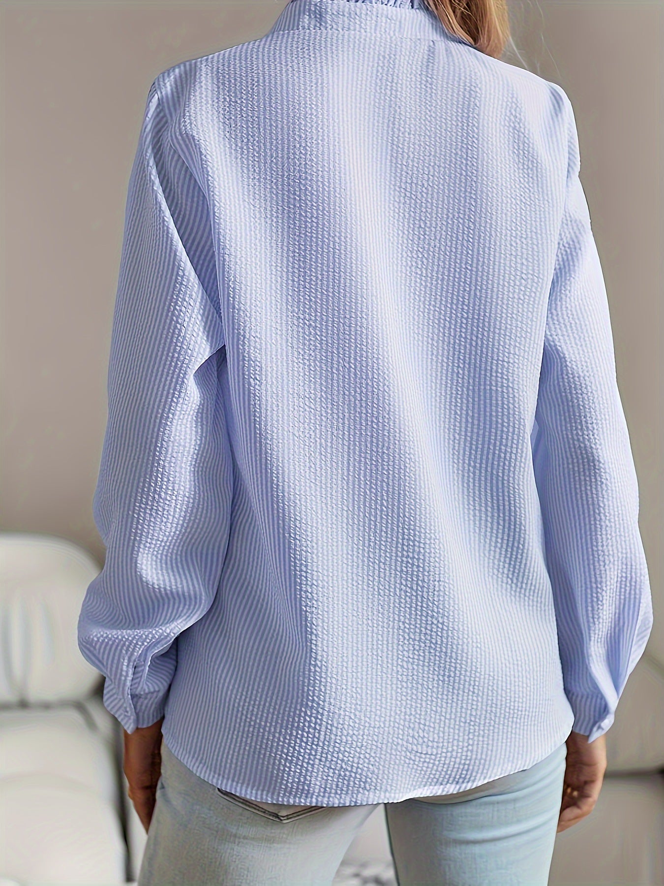Women Ruffle Collar Long Sleeve Blouse
