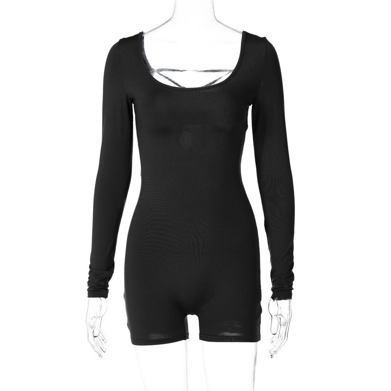 U-Neck Backless Tie Yoga Jumpsuit