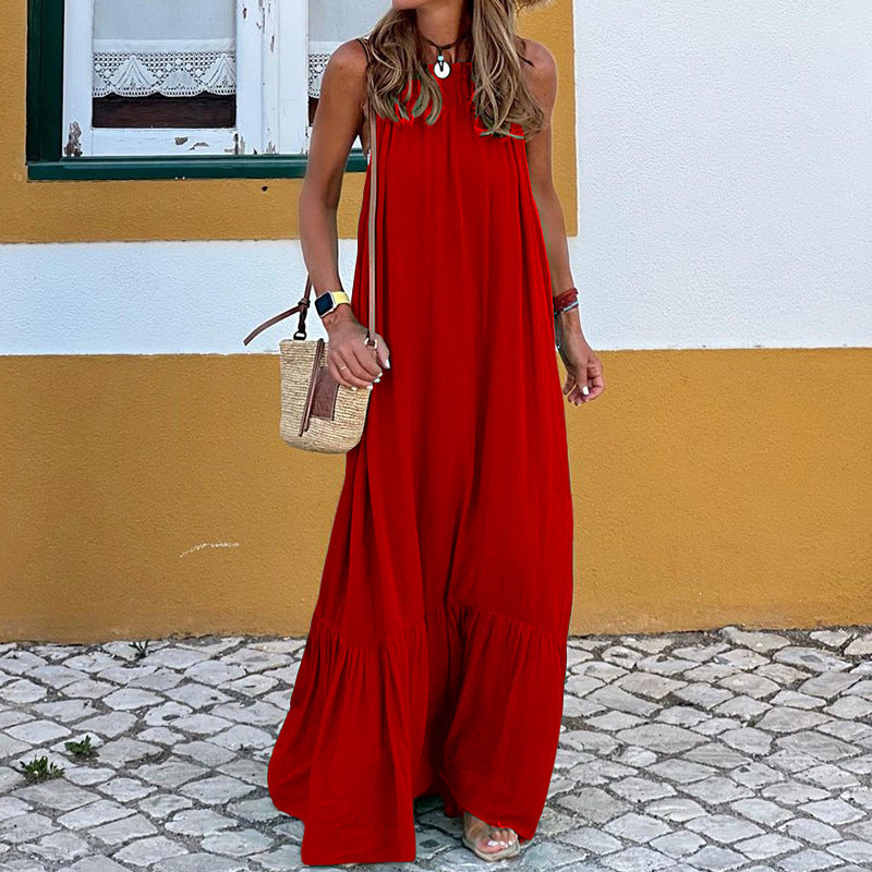 Sleeveless Halter Neck Beach Maxi Dress
