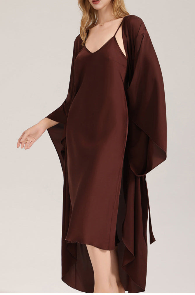 Satin Chiffon Cami Robe Pajama Set Women