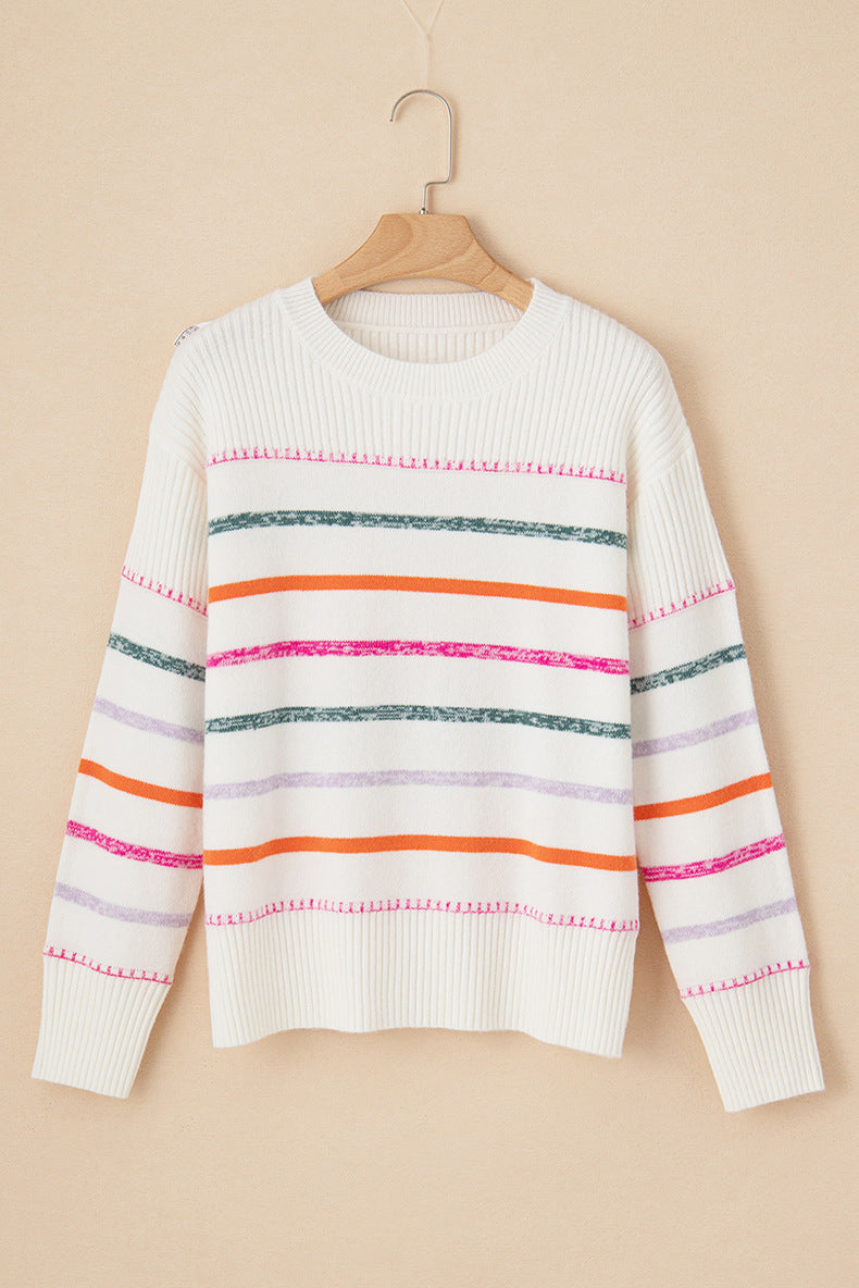 Women's Striped Rib Knit Sweater