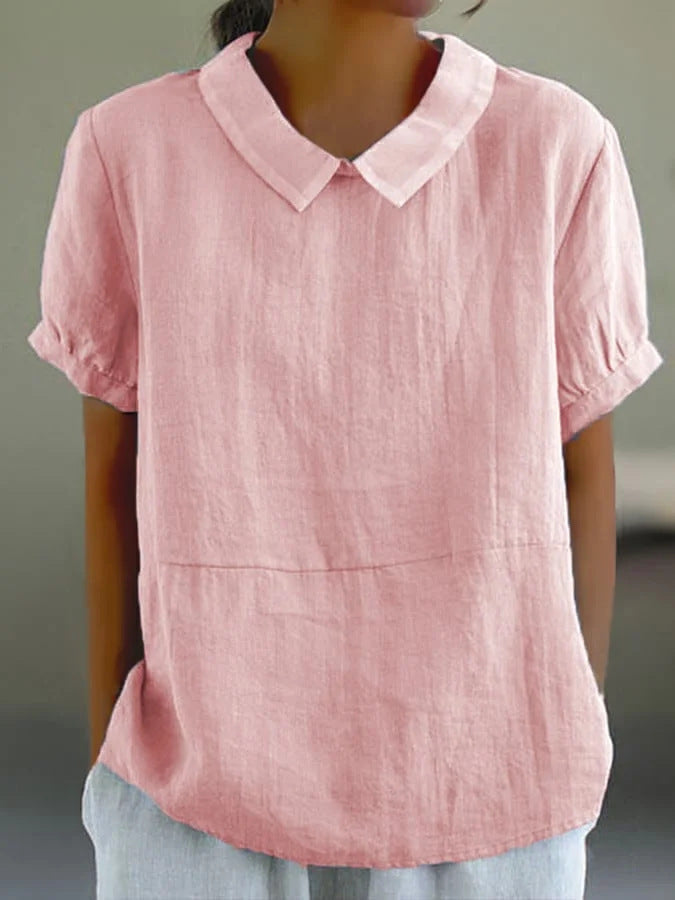 Relaxed Fit Collared Short Sleeve Cotton Shirt