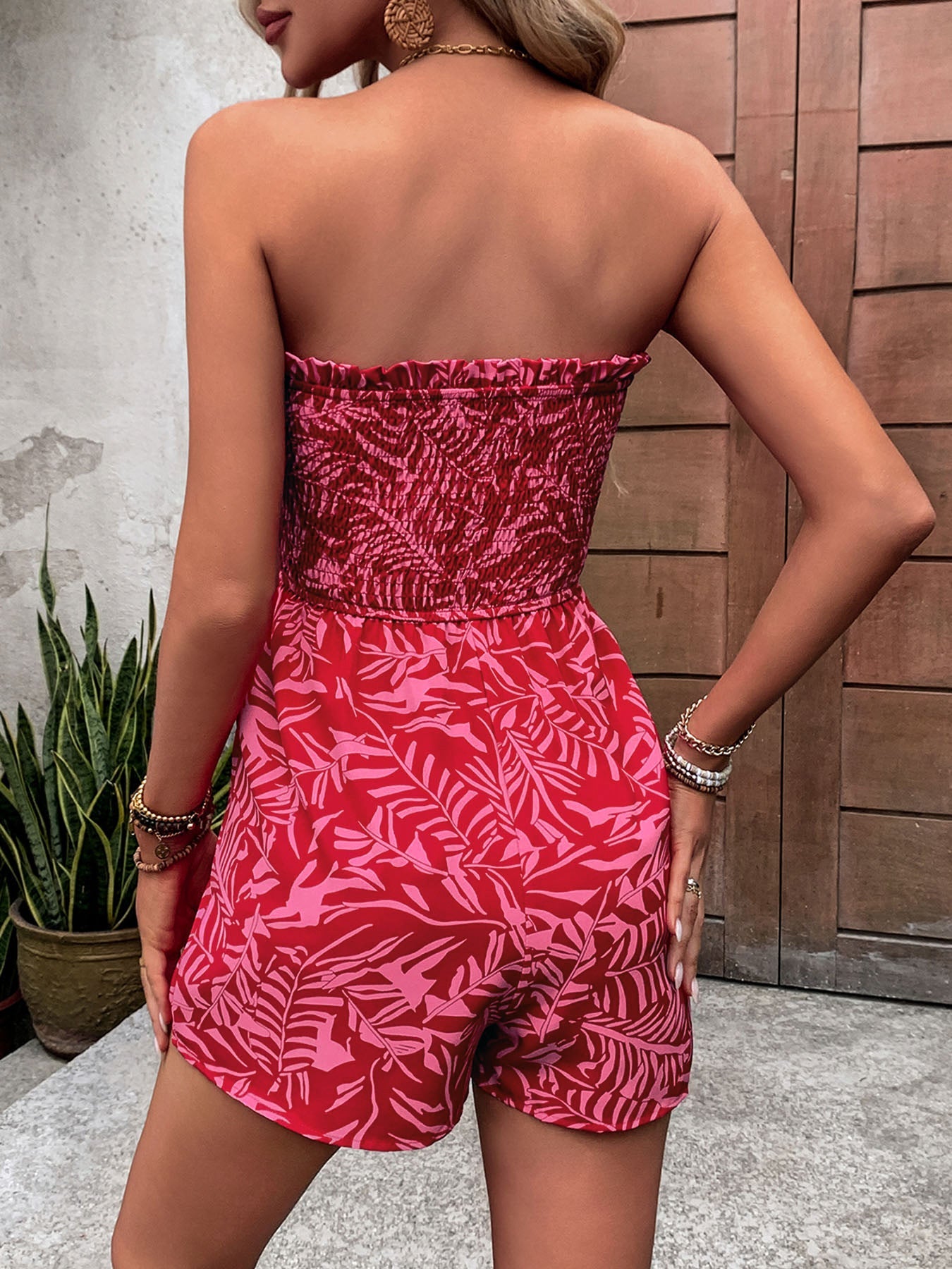 Women's Off Shoulder Printed Strapless Jumpsuit