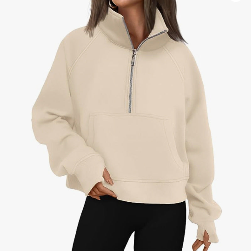 Raglan Sleeve Half Zip Fleece Pullover