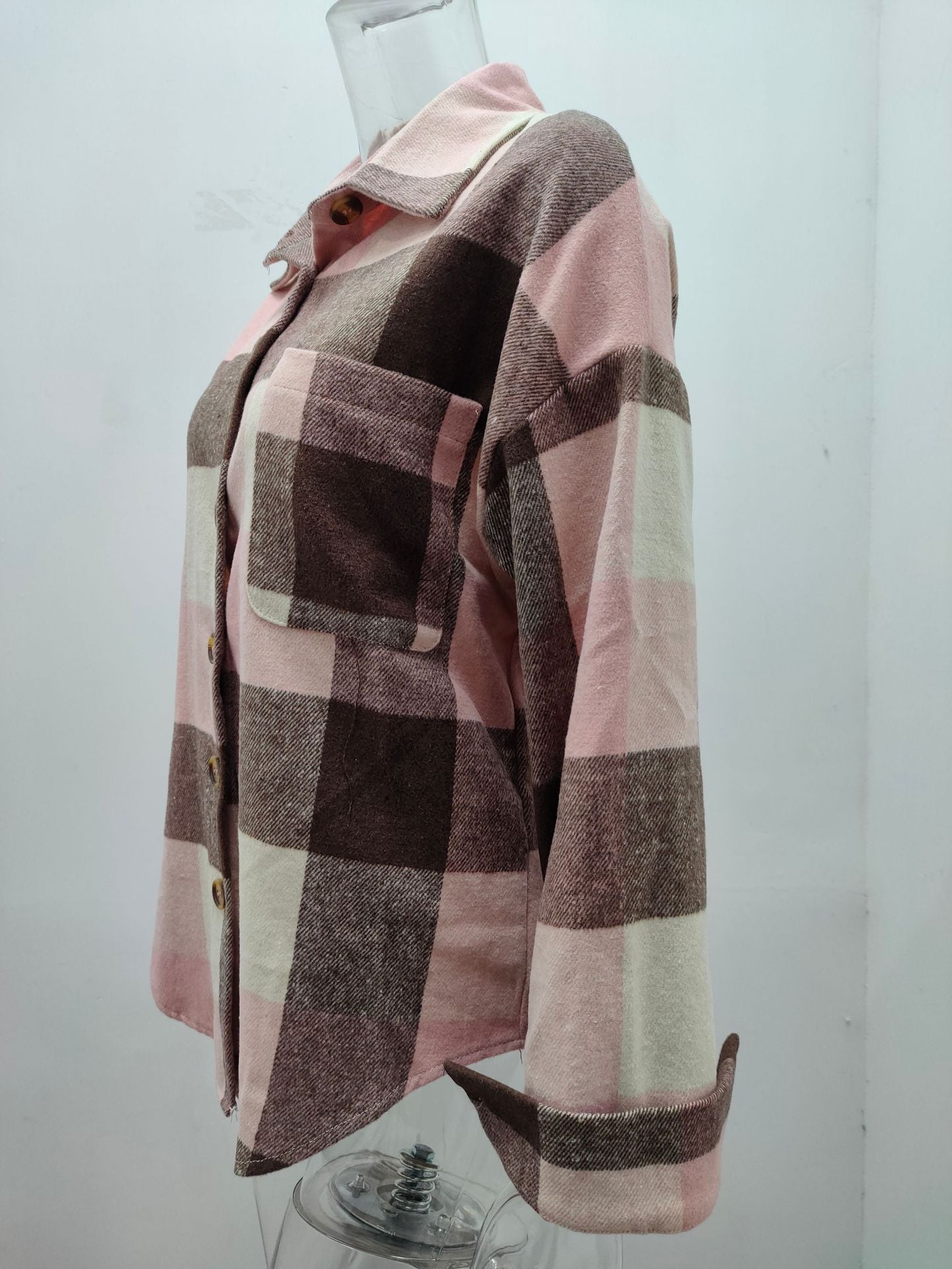 Women's Plaid Button Shirt Jacket