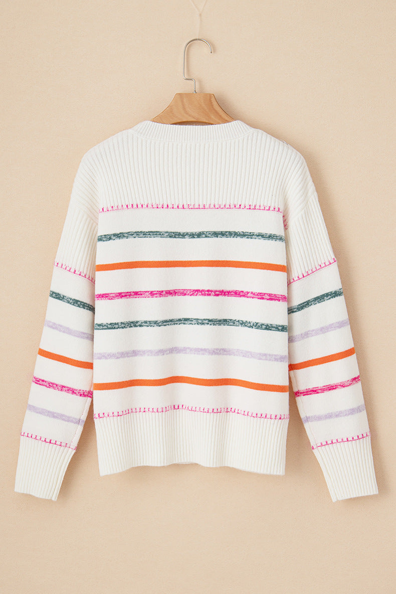Women's Striped Rib Knit Sweater