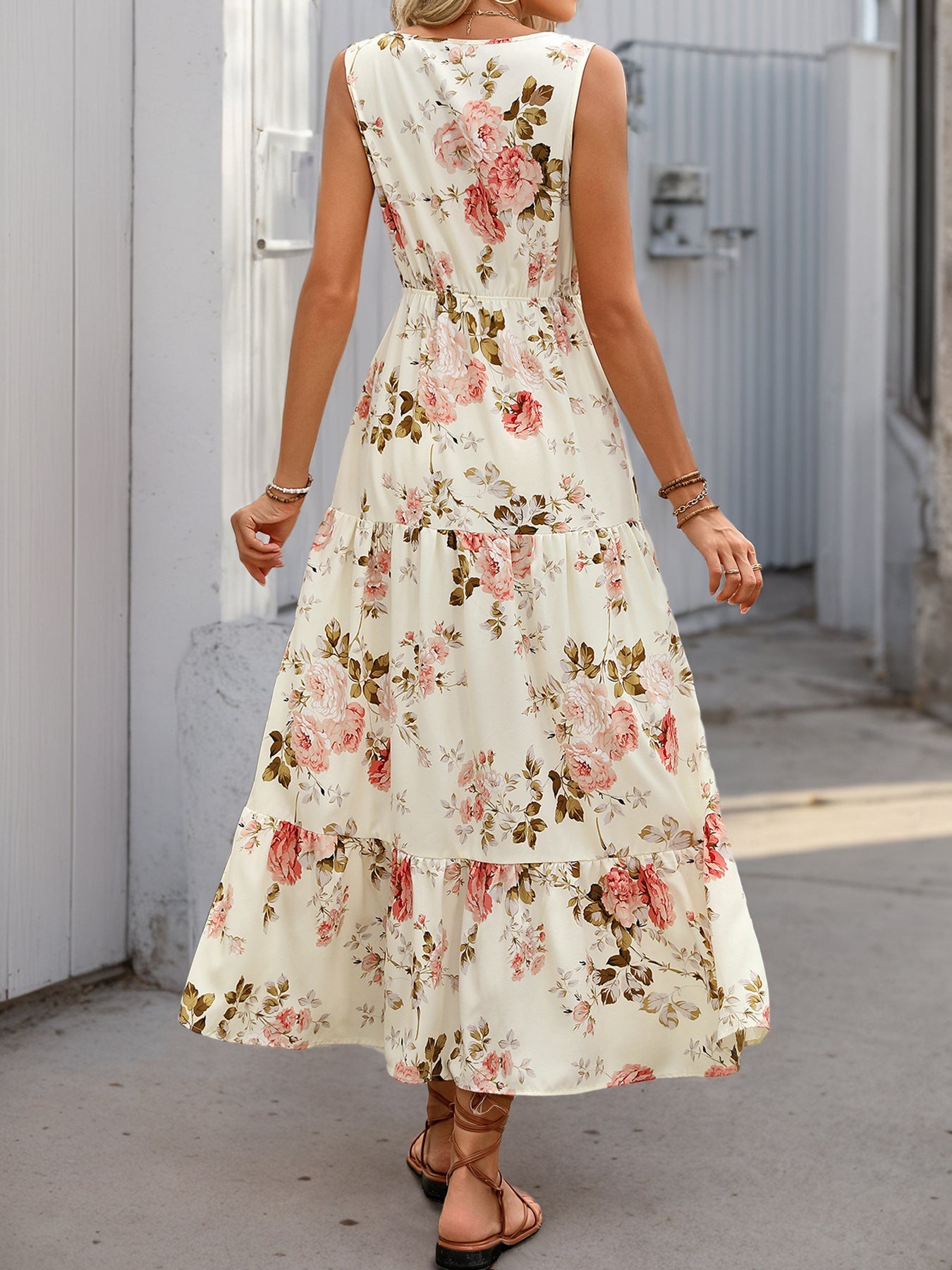 Women Floral Print Lace Patchwork Dress