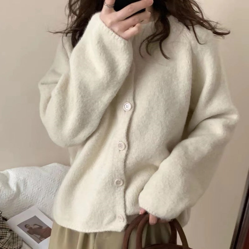 Relaxed Drop-Shoulder Knit Cardigan Sweater