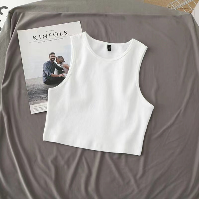 Cropped Stretch Sleeveless Fitted Top