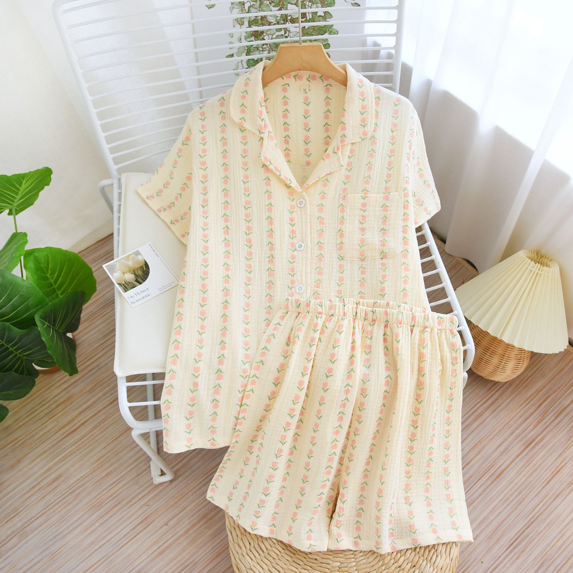 Women's Cotton Short Sleeve Pajama Set with Shorts