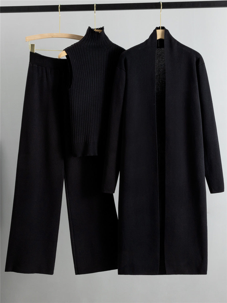 Women’s Knit Three-Piece Cardigan and Pants Set