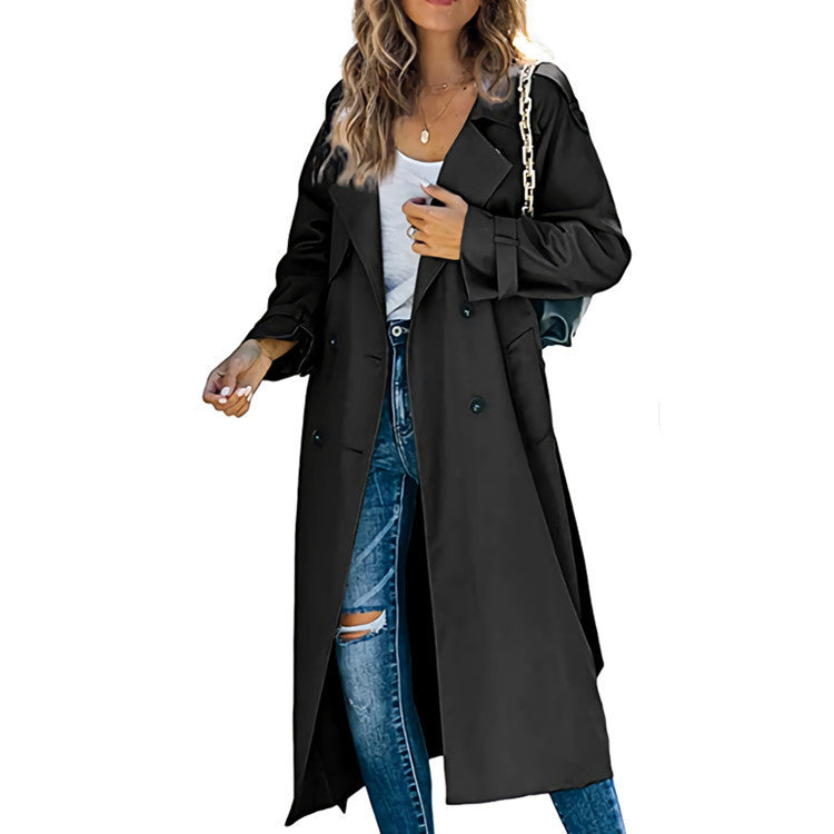 Solid Longline Lapel Trench Coat
