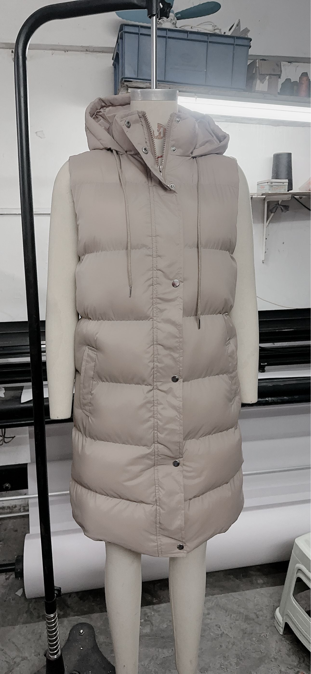 Solid Hooded Longline Zip Vest