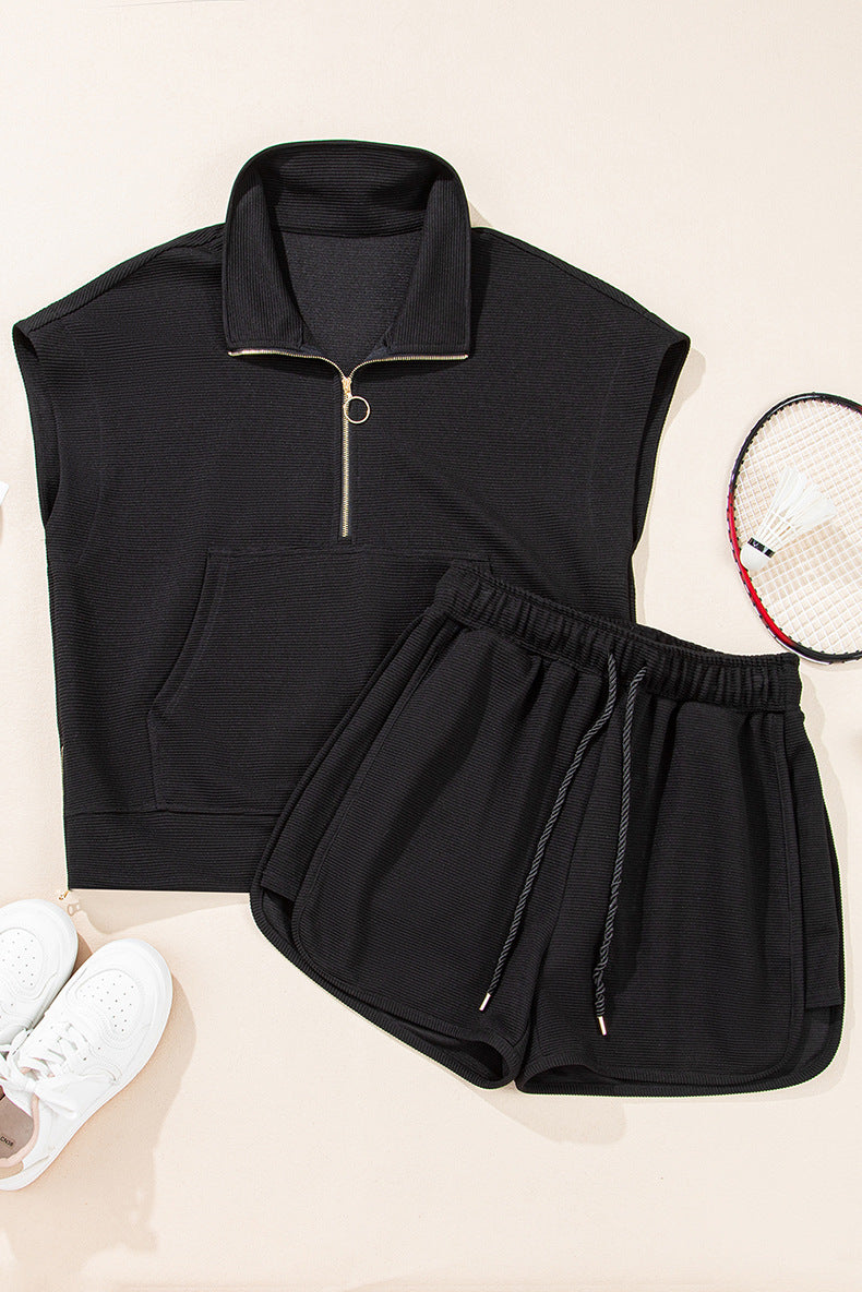 Women's Solid Casual Two Piece Set