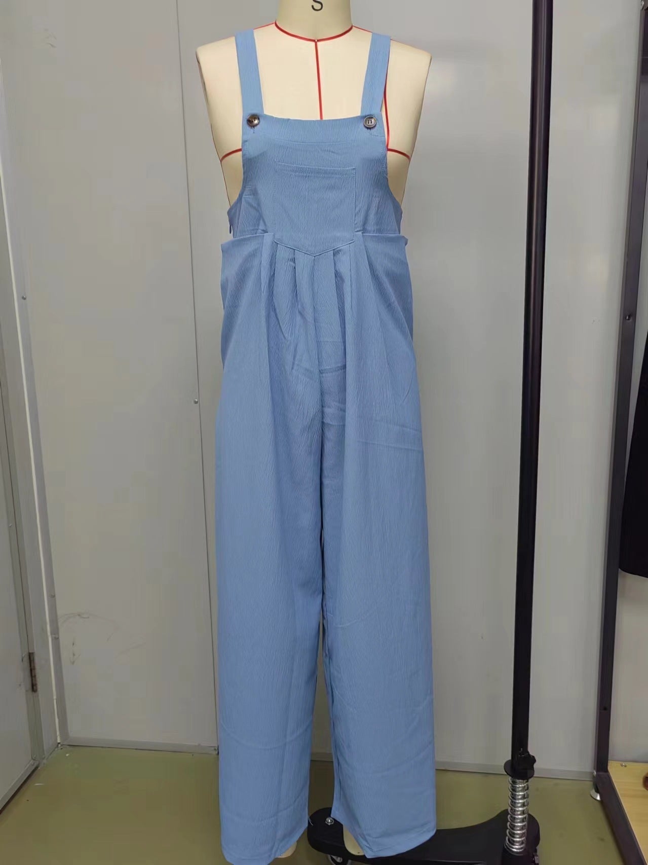 Solid Color Casual Cotton Overalls Pants