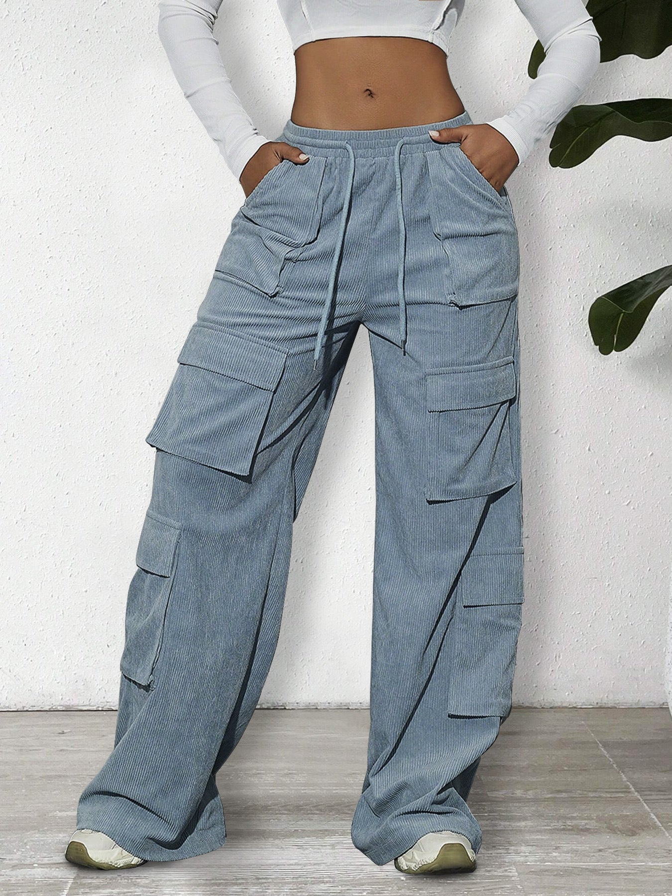 Vintage Wide-Leg Parachute Cargo Pants